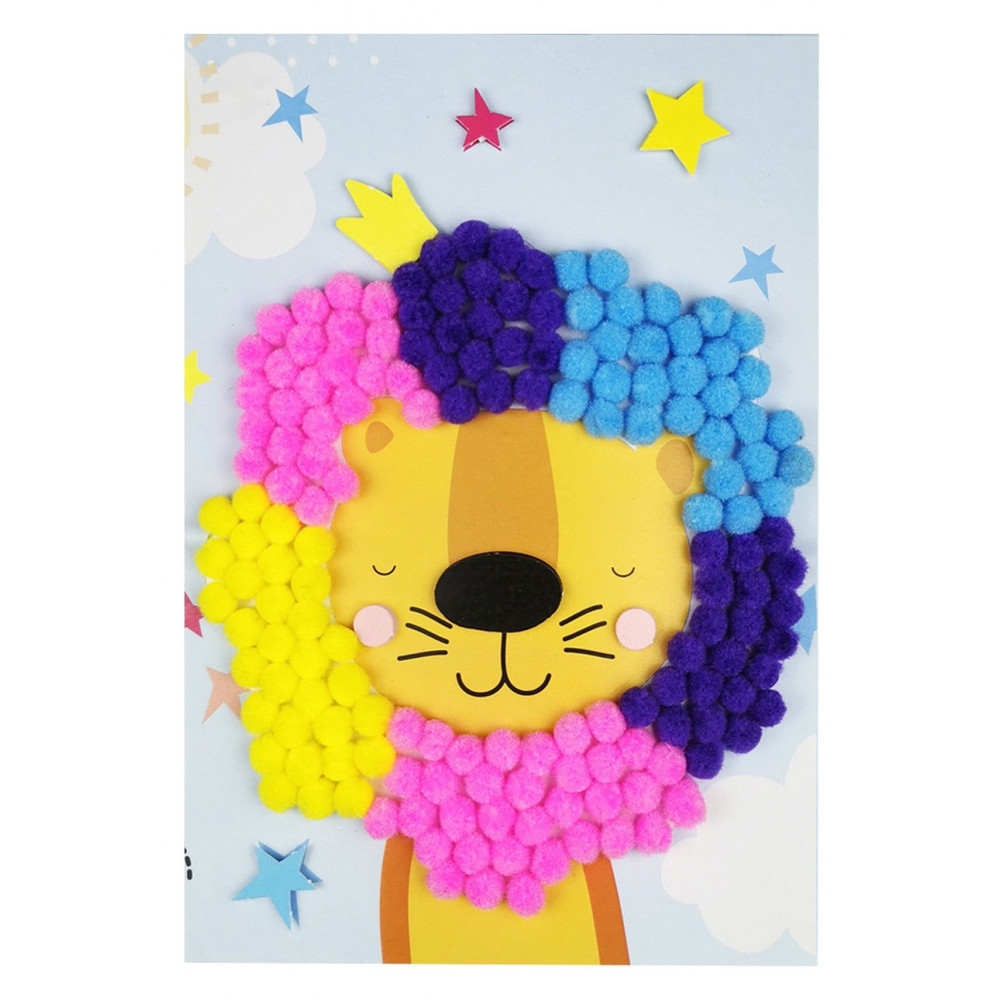 Je crée mon tableau en pompons Lion