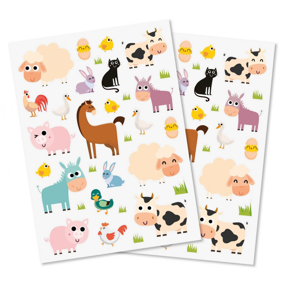 GOMMETTES ANIMAUX DE LA FERME, 2 PLANCHE
