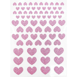 STICKERS CŒURS PAILLETTES ROSE, TAILLES