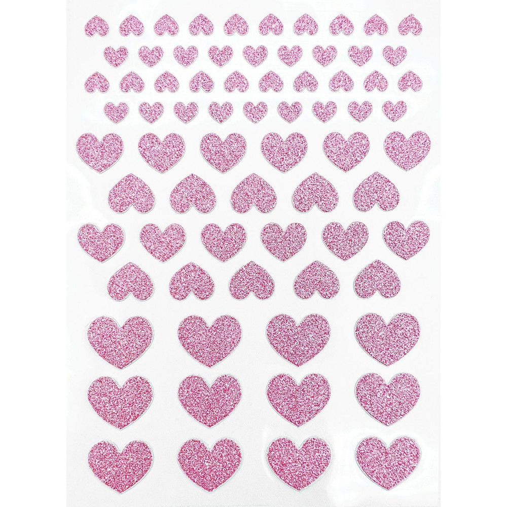 STICKERS CŒURS PAILLETTES ROSE, TAILLES