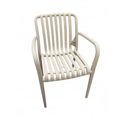 Harry ecru PVC tuinstoel met armleuning