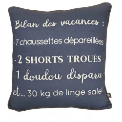 Coussin vacances bleu marine 45x45cm