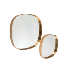 Miroir carré arrondit doré PM