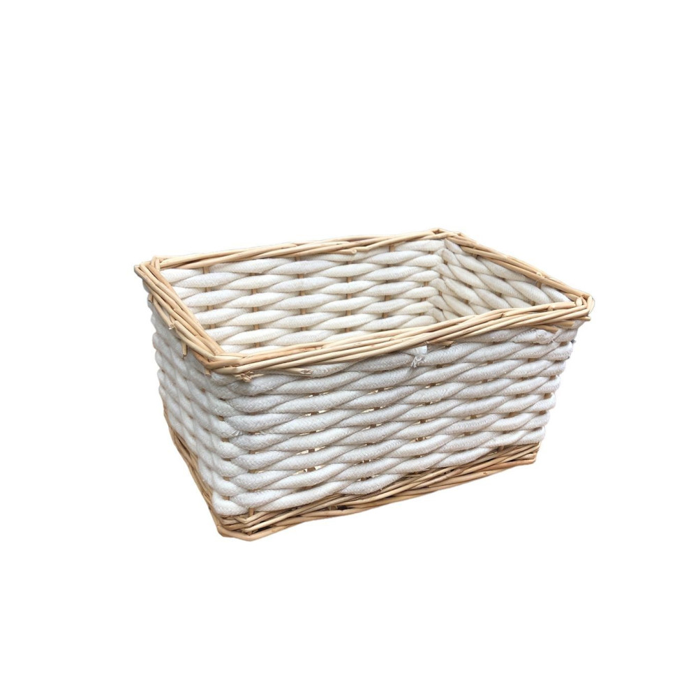 PANIER OSIER/CORDE BLC TRESSE GM