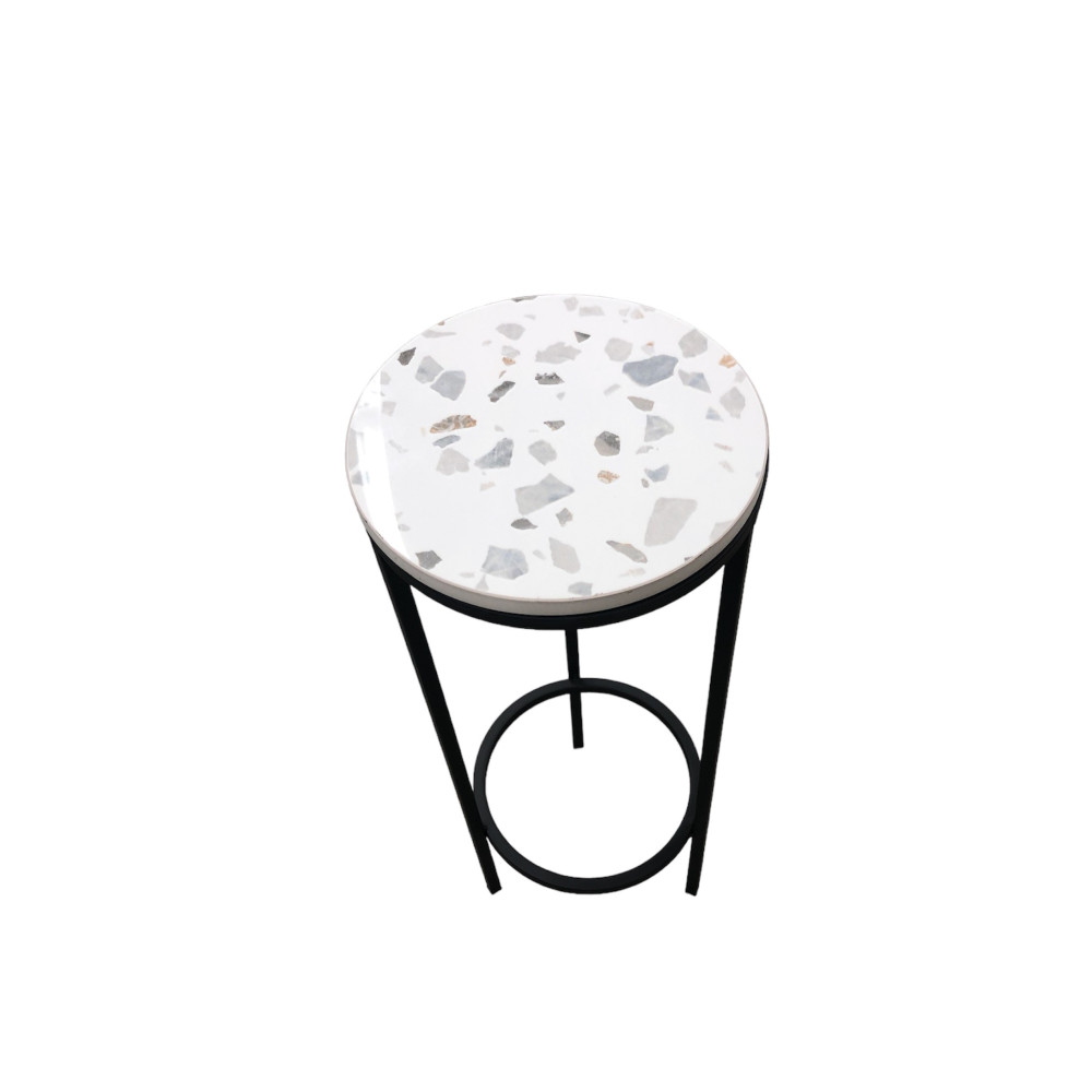 GUERIDON MARBRE MM TERRAZZO D25H61CM