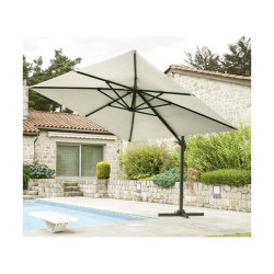 Parasol déporté Luxe king carré écru