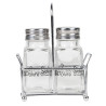 Salière et Poivrière en verre et inox avec support h9cm