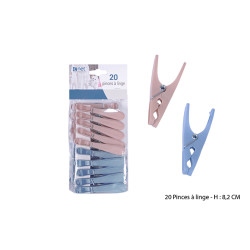 20 PINCES LINGE 8.2cm PLAST GREGE/BLEU