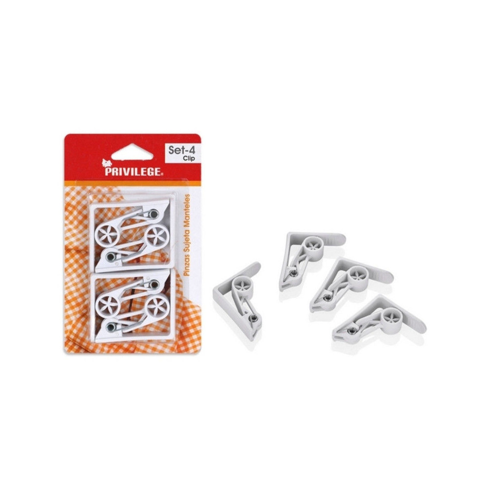 PINCES NAPPE CLIP BLANCHES X4