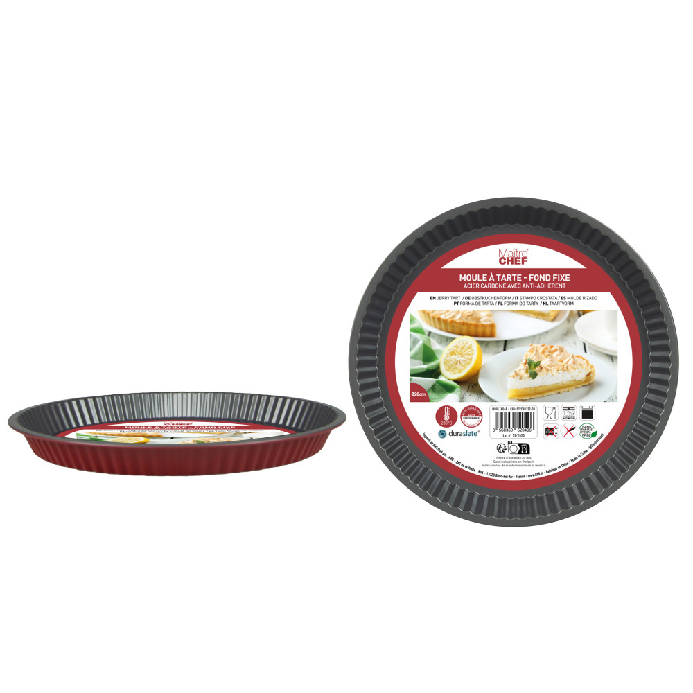 MOULE TARTE 28CM ACIER BORDS COTELÉS