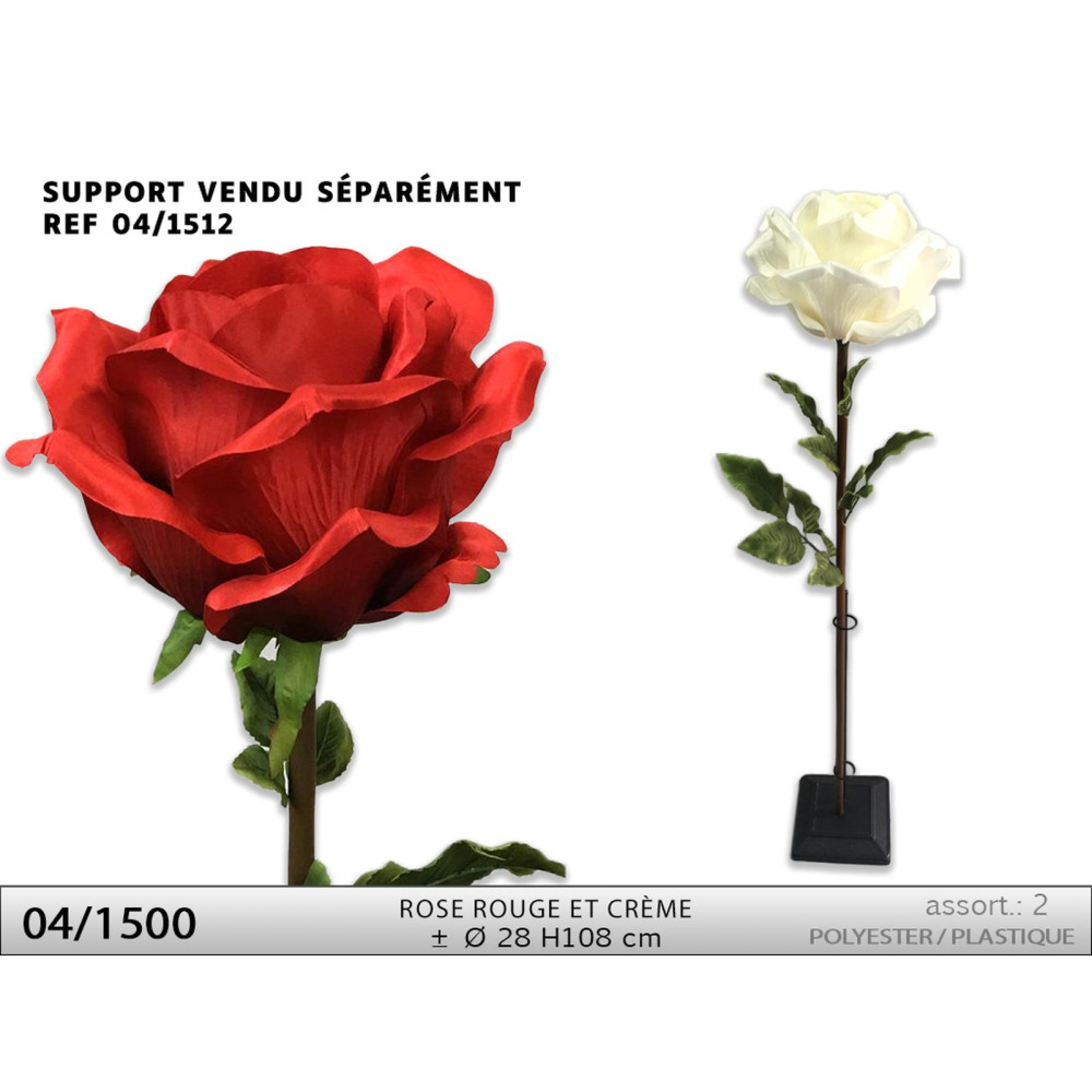 ROSE Ø 28x108CM ROUGE ET CREME ASST