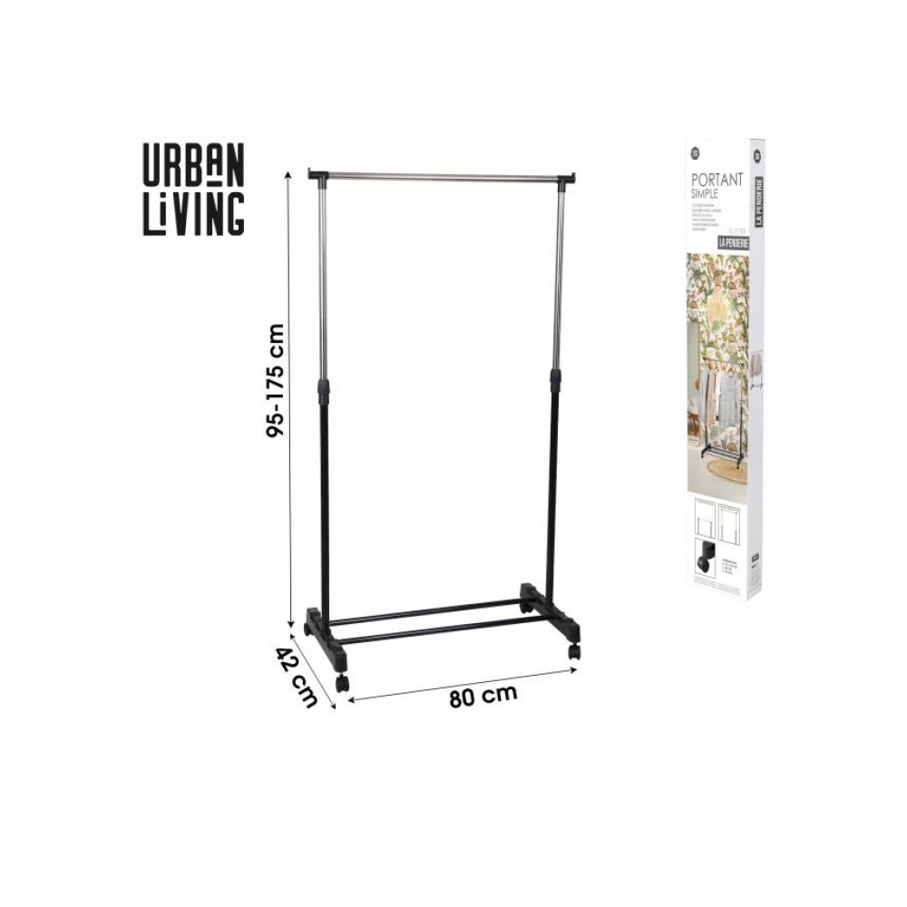 PORTANT SIMPLE NOIR 80X42XH95 A H165CM