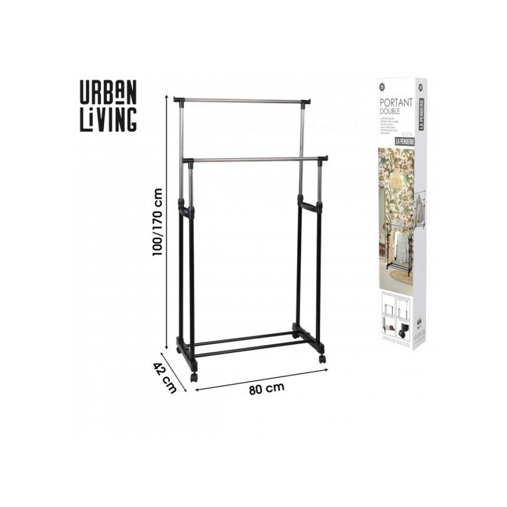 PORTANT DOUBLE NOIR 80X42XH100 A 170CM