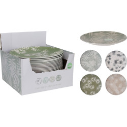 ASSIETTE MELAMINE FEUILLAGE D25CM 4ASS