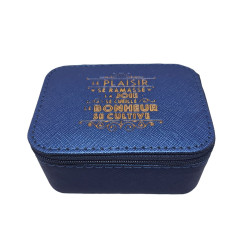 Boîte à bijoux bleue Bonheur
