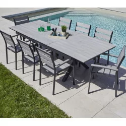 Tavolo da giardino allungabile CAVALAIRE, nuovo modello - Grigio antracite - da 8 a 12 coperti