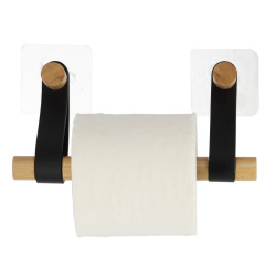 DEROULEUR PAPIER WC NOIR/BAMBOU+ LANIERE