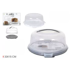 Boite à gâteau en plastique transparent D33cm H15cm