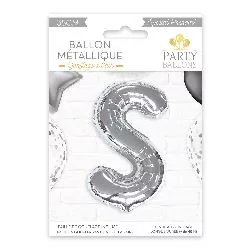 BALLON METAL "S" ARGENT H35CM