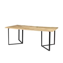 Table à diner "Country side" métal noir et bois Urban Living