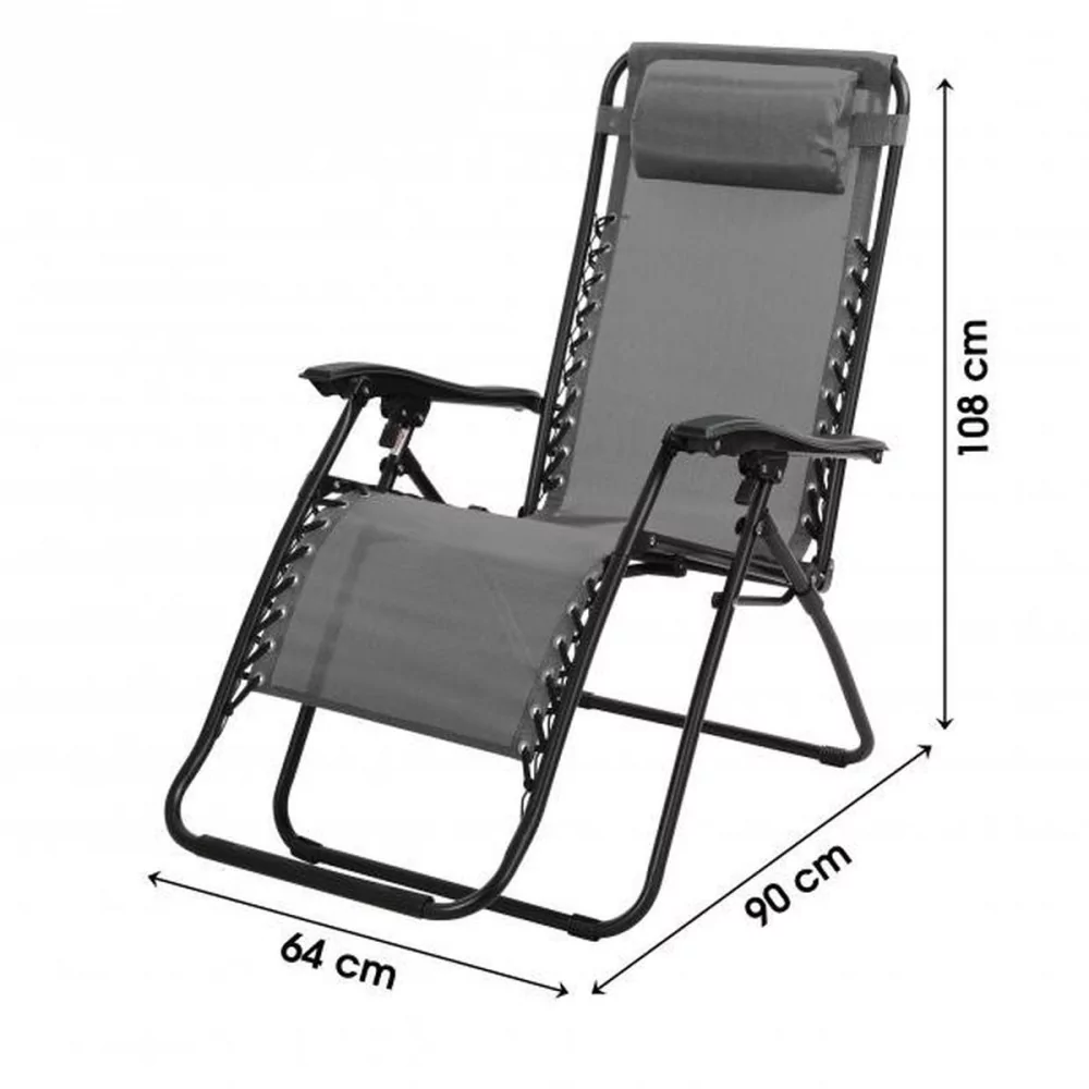 Fauteuil Relax anthracite Palavas L176x64xH108cm Fauteuil Relax anthracite Palavas L176x64xH108cm