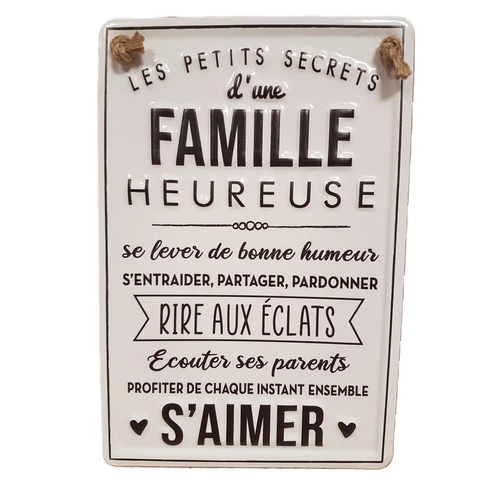Letrero metálico "Familia feliz"