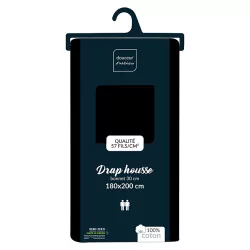 DRAP HOUSSE LINA NOIR 90x190CM