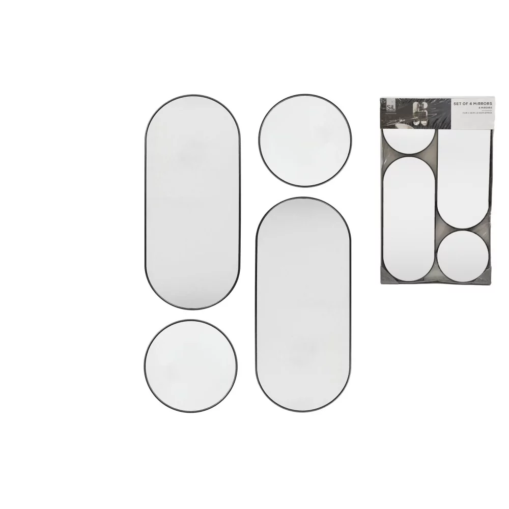 S/4 MIROIRS RONDS NOIR