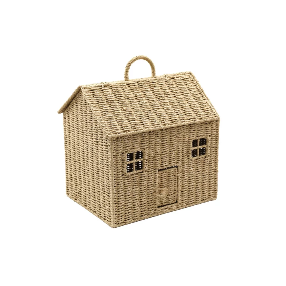 PANIER JONC NATUREL FORME MAISON 40X46CM