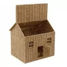 Natural rush basket in the shape of a house