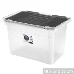 Scatola "Nessy" da 54 litri con coperchio a clip nero