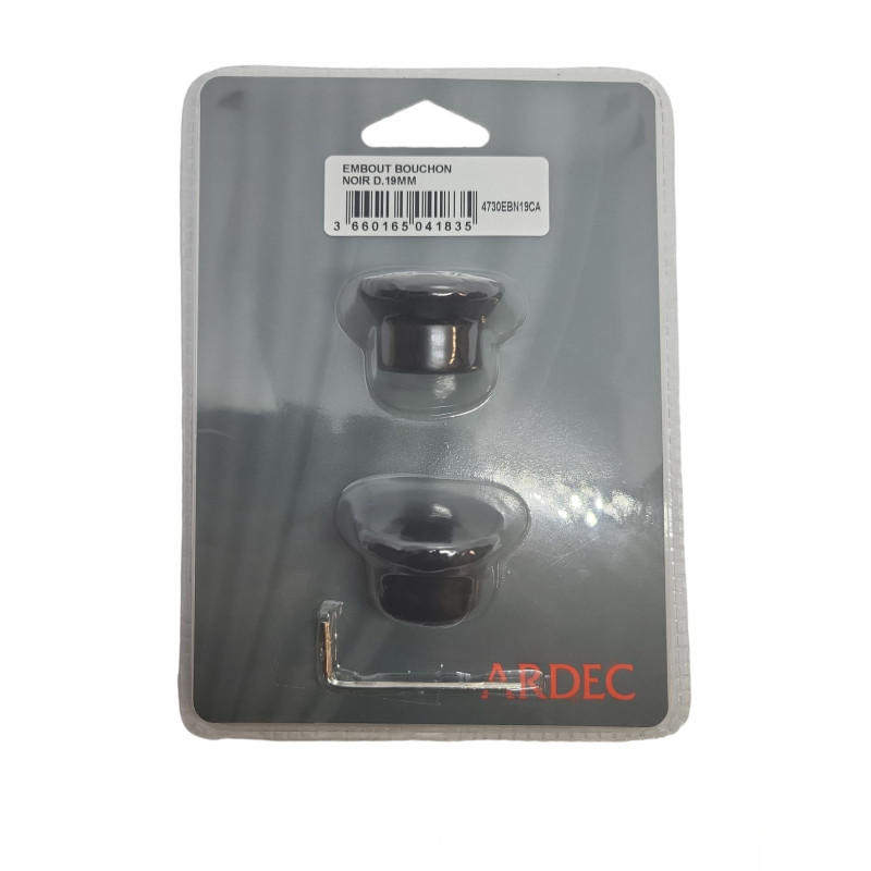 Lot de 2 embouts en acier noir D19mm Bouchon