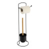 DEROULEUR PAPIER WC METAL NOIR/BAMBOU ET