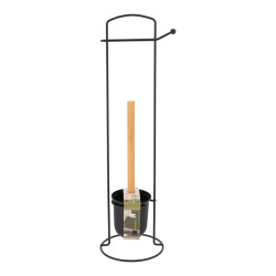 DEROULEUR PAPIER WC METAL NOIR/BAMBOU ET