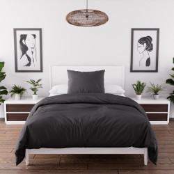 Parure de lit Bohème noir 140x200cm microfibre