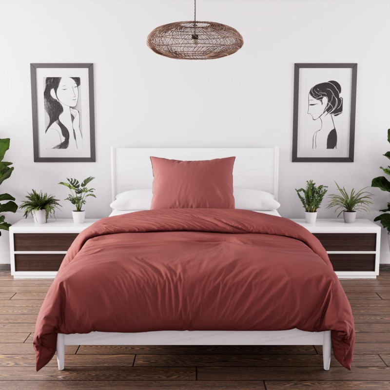 PARURE BOHEME BRIQUE 140X200CM MICROFIBR