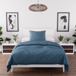 PARURE BOHEME BLEU CANARD 140X200CM MICR
