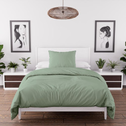 Parure de lit Bohème vert d'eau 140x200cm microfibre