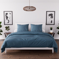 PARURE BOHEME BLEU CANARD 240X220CM MICR