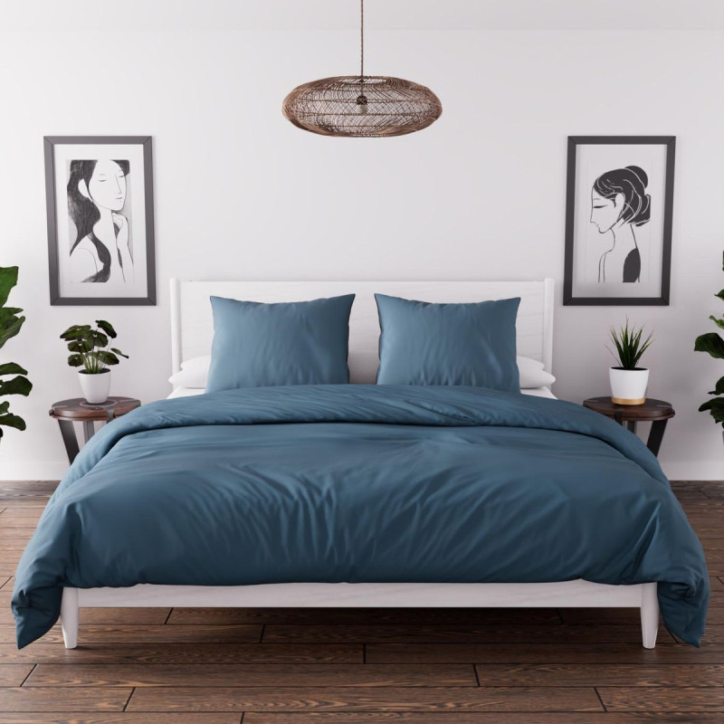 PARURE BOHEME BLEU CANARD 240X220CM MICR
