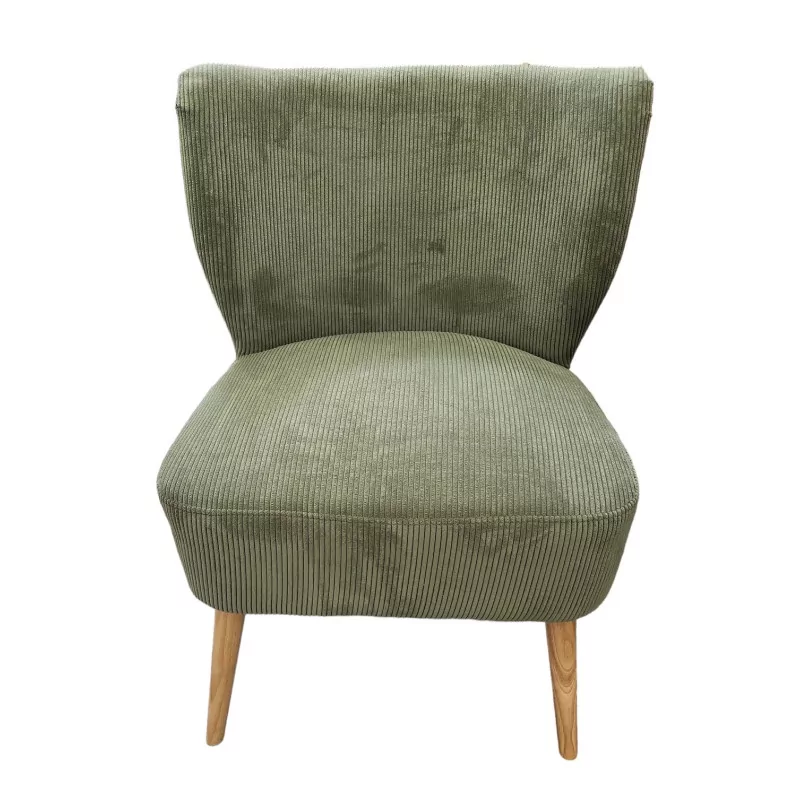 Fauteuil Éléonore kaki velours côtelé Fauteuil Éléonore kaki velours côtelé