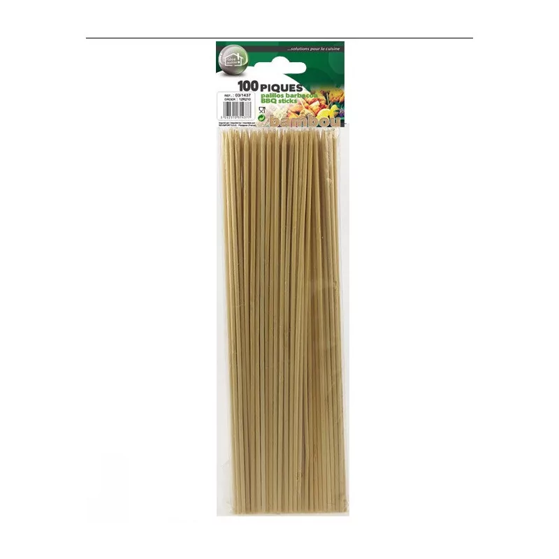 Lot de 100 piques à brochettes barbecue en bambou L30cm Lot de 100 piques à brochettes barbecue en bambou L30cm