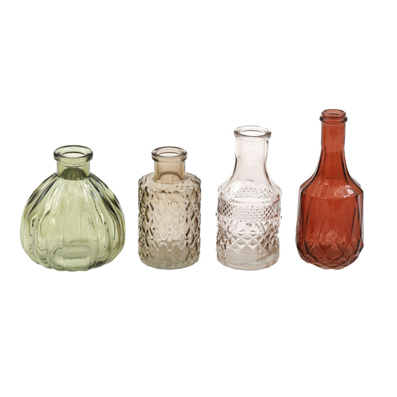 Set de 4 mini soliflores en verres couleur automnale Set de 4 mini soliflores en verres couleur automnale
