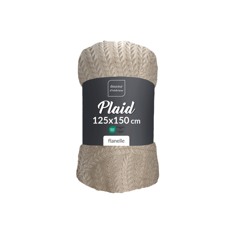 PLAID "NELIA" TAUPE 125x150CM FLANELLE R