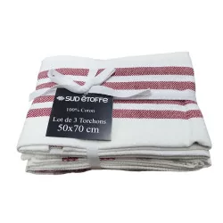 Strofinacci da cucina rossi 50x70cm set di 3 pezzi Sud Étoffe