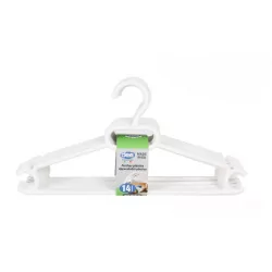 white plastic hangers x14