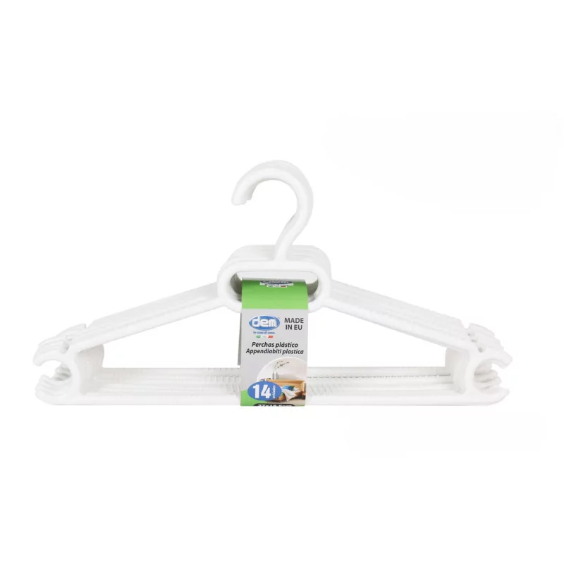 SET 14 CINTRES PLAST 37X18.5CM BLANC