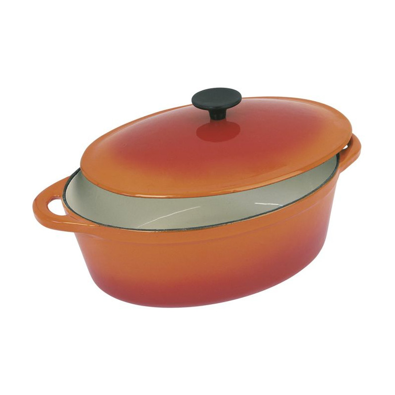 Cocotte en fonte ovale 9L orange