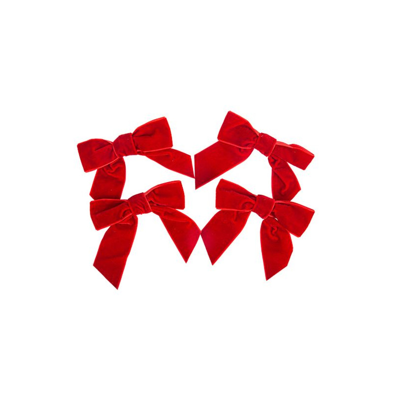 4 Nœuds Velours Rouge 16x12cm