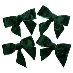 4 Nœuds Velours Vert Anglais 16x12cm